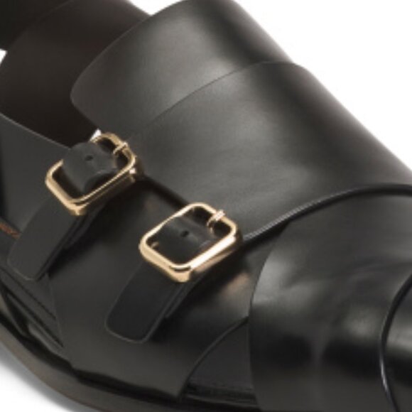 SANTONI Men\'s Made In Italy Leather Emerald Strap Back Sandals